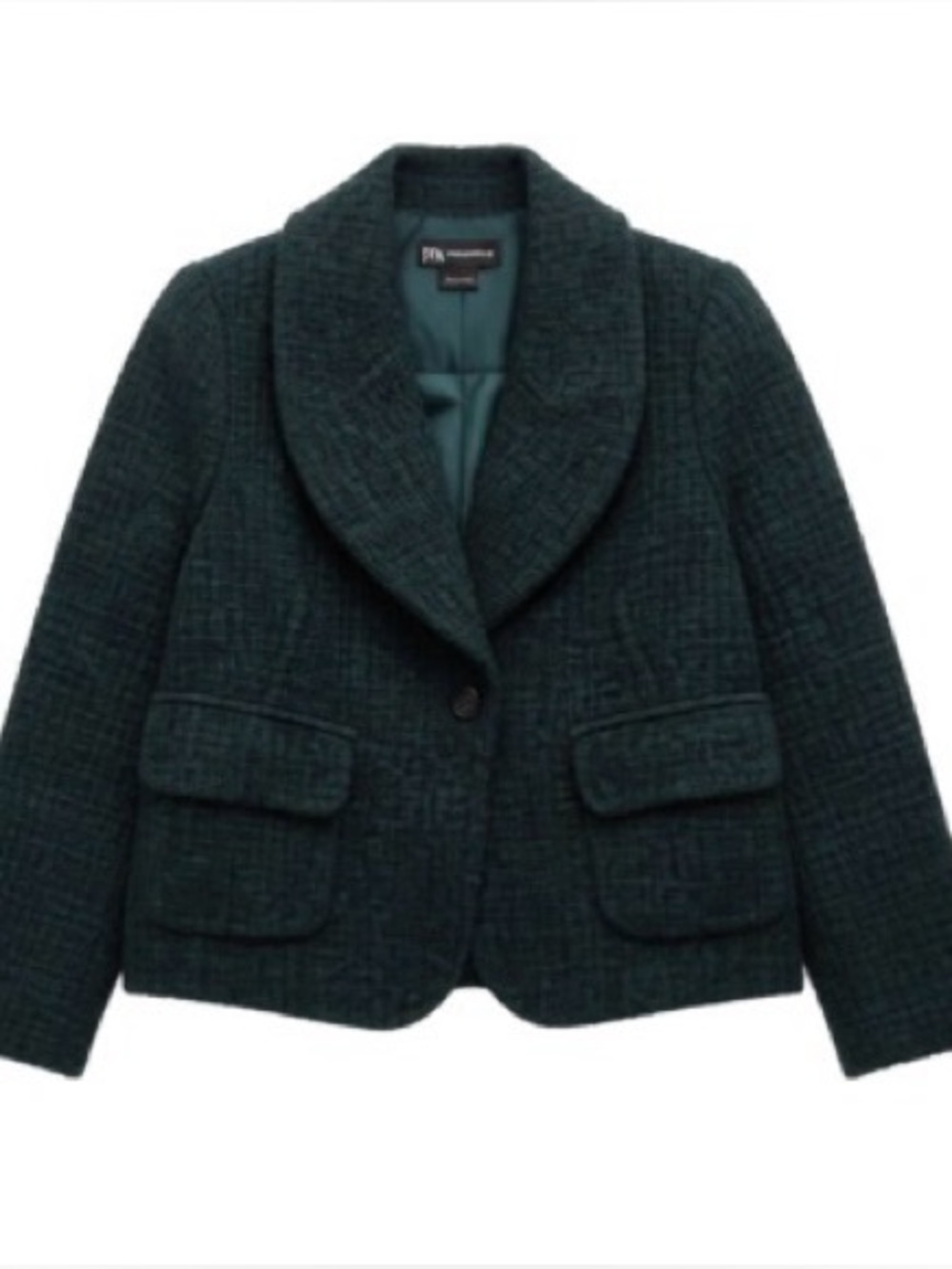 Carven Womens Cropped Green Cotton Blend Single-breasted Blazer Size 36 Stunning